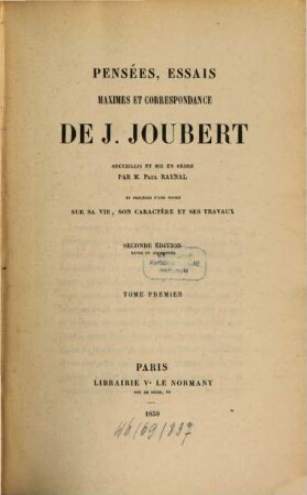 Pensées essais maximes et correspondance, 1