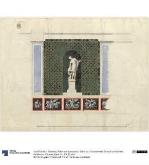 Potsdam-Sanssouci. Schloss Charlottenhof. Entwurf zur kleinen Portikus mit Statue