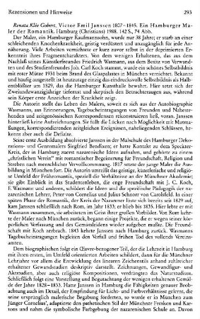 Gobert, Renata Klée :: Victor Emil Janssen 1807 - 1845, ein Hamburger Maler der Romantik : Hamburg, Christians, 1988