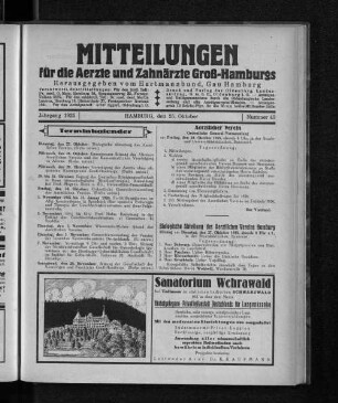 Jahrgang 1925, Hamburg, den 25. Oktober, Nummer 43