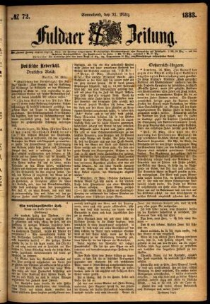 Ausgabe vom Samstag, den 31. März 1883.