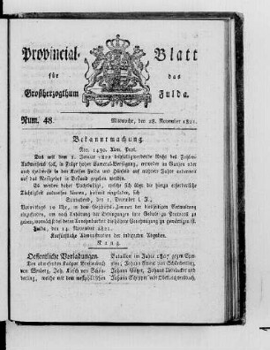 Num. 48, Ausgabe vom 28. November 1821
