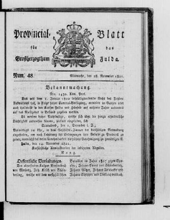 Num. 48, Ausgabe vom 28. November 1821