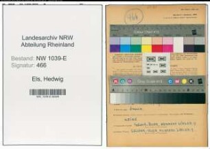 Entnazifizierung Hedwig Els , geb. 10.09.1900 (Klavierlehrerin)