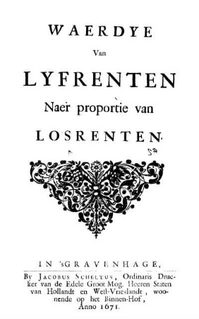 Waerdye Van Lyfrenten Naer proportie van Losrenten