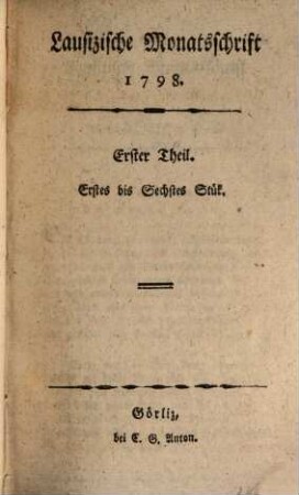 Lausizische Monatsschrift. 1798