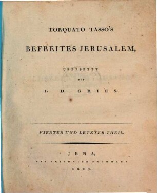 Torquato Tasso's Befreites Jerusalem, 4