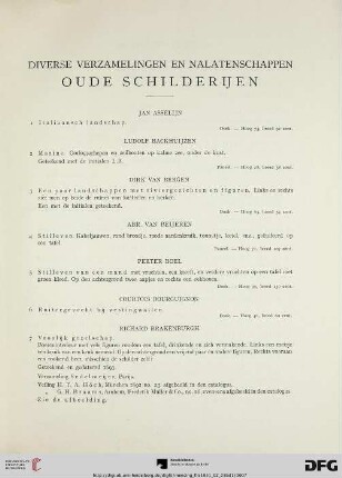 Diverse verzamelingen en nalatenschappen: Oude schilderijen (Nr. 1-161)
