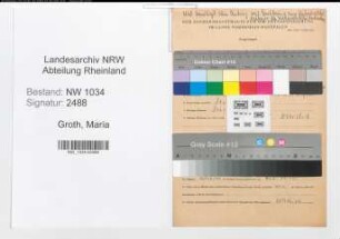 Entnazifizierung Maria Groth , geb. 21.10.1887 ()