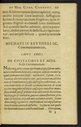 Caput XXXII. De Civitatibus Et Aedificiis Germanorum.