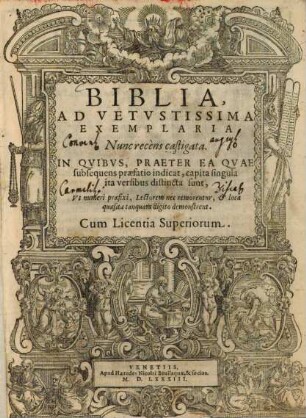 Biblia : ad vetustissima exemplaria nunc recens castigata