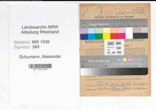Entnazifizierung Alexander Schumann , geb. 12.08.1898 (Kaufmaennischer Angestellter)