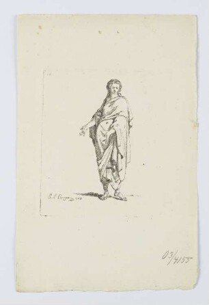 Frau in einem Gewand, Blatt 10 der Folge "Recueil de figures et de groupes a l’eau-forte"