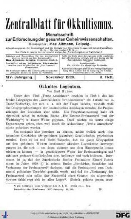 5. Heft (Nov. 1920)