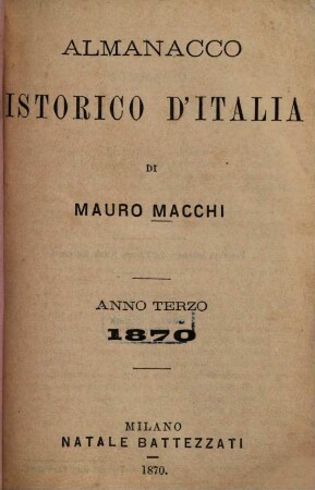 Almanacco istorico d'Italia, 3. 1870 (1869)