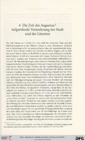 Die Zeit des Augustus:¹ tiefgreifende Veränderung der Stadt und der Literatur