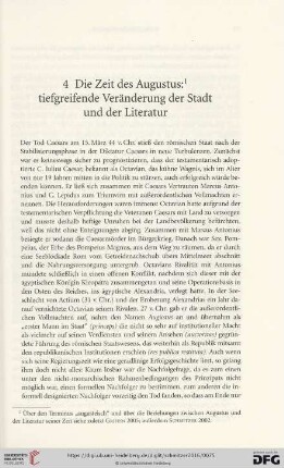 Die Zeit des Augustus:¹ tiefgreifende Veränderung der Stadt und der Literatur
