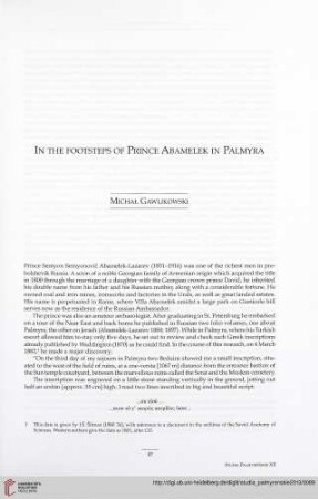 12: In the footsteps of Prince Abamelek in Palmyra