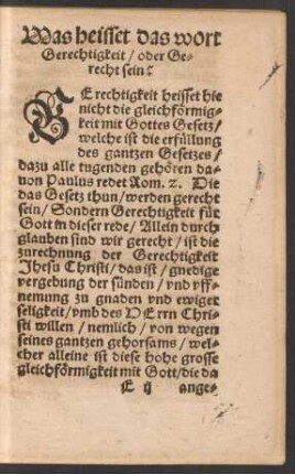 Was heisset das wort Gerechtigkeit/ oder Gerecht sein?