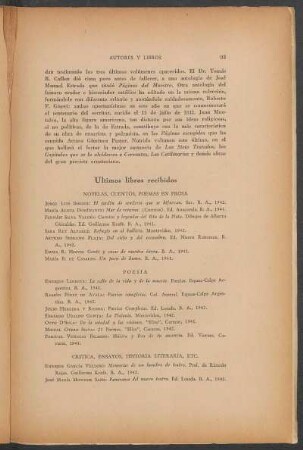 Últimos libros recibidos