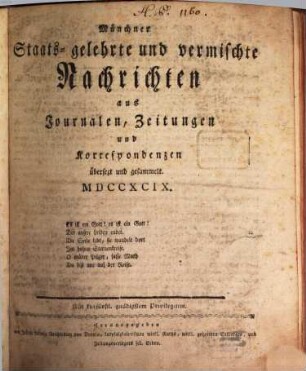 Kurfürstlich gnädigst privilegirte Münchner-Zeitung. 1799