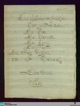 La Frascatana. Arr - Don Mus.Ms. 1544 : winds; RobP 1.43