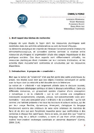 RT1.1: CNRS/Université Lyon 2
