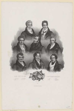 Gruppenbildnis von Chérubini, Spontini, Boyeldieu, Rossini, Auber, Paer, Berton, Meyerbeer