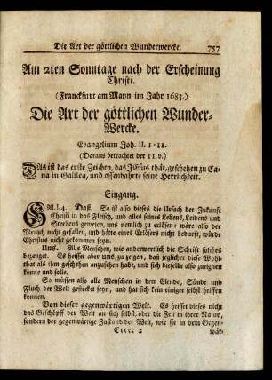 Am 2ten Sonntage nach der Erscheinung Christi ... Die Art der göttlichen Wunder-Wercke.
