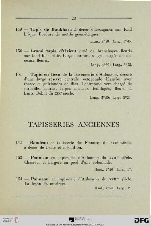 Tapisseries anciennes (Nr. 152-158)