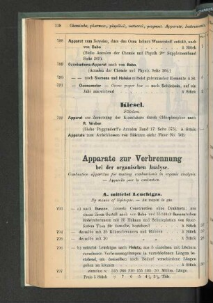 Apparate zur Verbrennung bei der organischen Analyse.