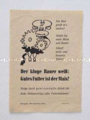 Propagandaflugblatt der SED mit dem Aufruf zum Maisanbau