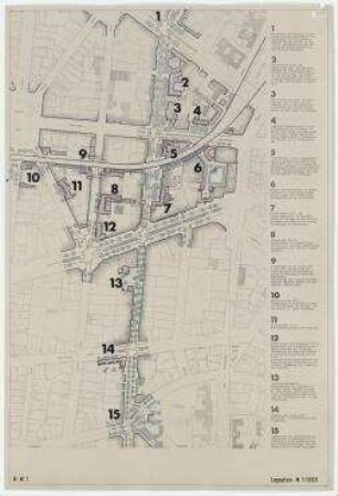 Offener Städtebaulicher Ideenwettbewerb "Fasanenstraße", 1. Stufe (nicht realisiert), 1. Preisgruppe – Lageplan. Berlin-Charlottenburg/Wilmersdorf, Grolmanstraße 41-43, Kantstraße 155-157, Fasanenstraße 81, Fasanenstraße 76-77, Uhlandstraße 18-19