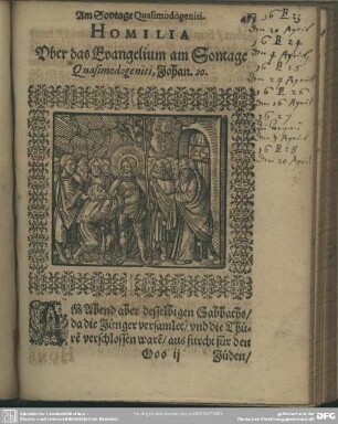 Homilia Uber das Evangelium am Sontage Quasimodogeniti, Johan. 20.