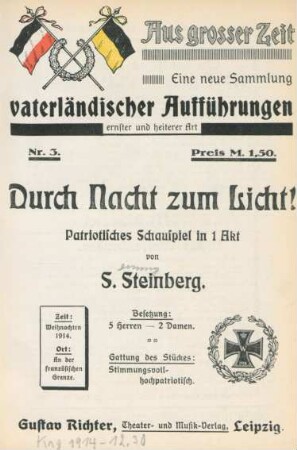 Durch Nacht zum Licht! : Patriotisches Schauspiel in 1 Akt