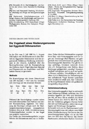 Die Vogelwelt eines Niederungsmoores bei Eggstedt/Dithmarschen