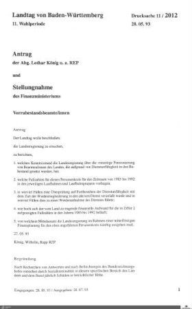 Antrag der Republikaner: Vorruhestandsbeamte