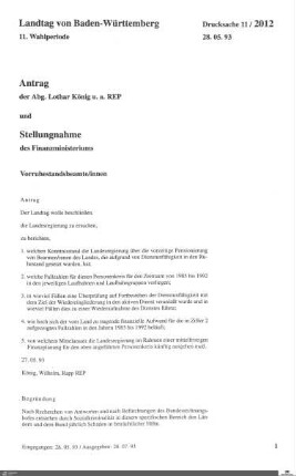 Antrag der Republikaner: Vorruhestandsbeamte