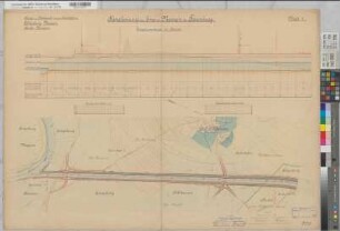 Ems Kanalisierung Blatt 1 Umgehungskanal bei Hüntel Höhenprofil und Lage 1891 1 : 100/2000 70 x 101 kol. Zeichnung A. Franke, Wasserbauinspektor Wasser- und Schiffahrtsdirektion Münster