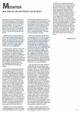 Mediation : Mode, Magie oder alternative Methode in der Streitkultur?
