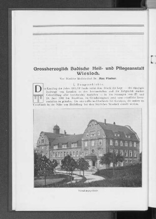 Grossherzoglich Badische Heil- und Pflegeanstalt Wiesloch.