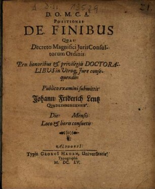 Positiones de finibus quas decreto magnifici iuris consultorum ordinis