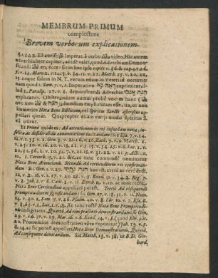 Membrum Primum complectens Brevem verborum explicationem.
