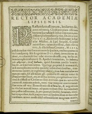 Rector Academiæ Lipsiensis.