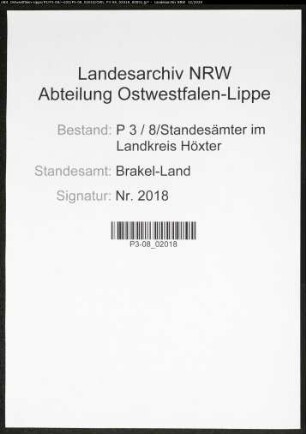 Sterberegister Standesamt Brakel-Land