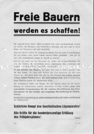 Flugblatt der KPD zur Frühjahrsaussaat