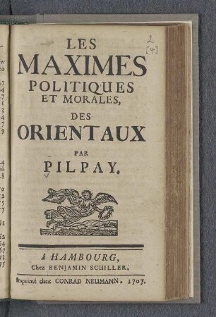 Les maximes politiques et morales, des orientaux.