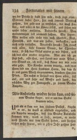 Wie Andolosia wieder heim kam, und seinem Bruder klagte, wie er um den Seckel kommen wäre.