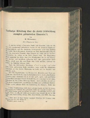 Vorläufige Mitteilung über die durch Lichtwirkung erzeugten galvanischen Elemente