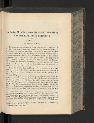 Vorläufige Mitteilung über die durch Lichtwirkung erzeugten galvanischen Elemente